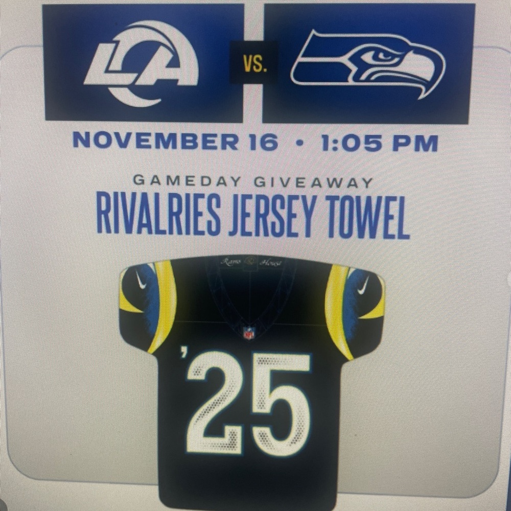 Los Angeles Rams Rivalries Jersey RALLY Towel with Number 25